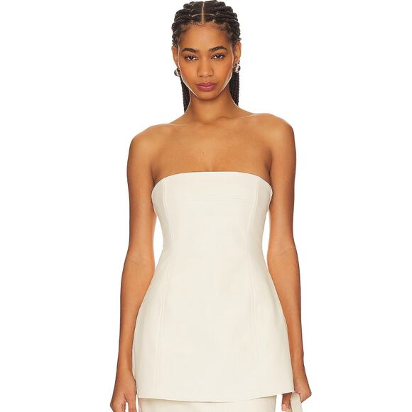 WeWoreWhat Tops - WeWoreWhat Faux Leather Strapless Top in Ecru NWT Size 4